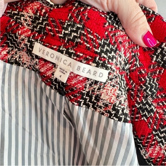 $698 Veronica Beard Harriet Cutaway Dickey Jacket stunning luxe red tweed sz 4 - Picture 11 of 16